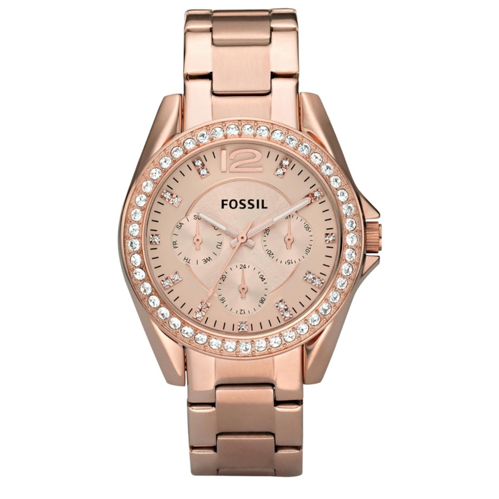 NEW Fossil Women's Rose Gold Crystal Watch